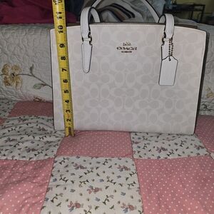 Coach White Signature Tote Bag